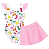 Bathing Suit for Girls Size 3t 4t Breathable Colorful Dinosaur Swimsuits Kids UPF 50+ Summer Swimwear