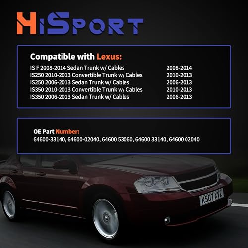 Image of HiSport Trunk Lid Door Lock Latch Actuator with Lock Cable 64600-53060 Compatible with Lexus 2008-2014 is F,2006-2013 IS250 IS350