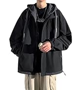 [foxseon] ジャケット メンズ 秋 カジュアル コート おしゃれ フード付き 無地 防風 ジップパーカー 大きいサイズ マウンテンパーカー 無地 上着 コート 秋 冬 春