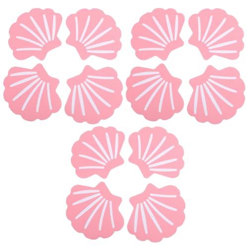 jojofuny Tiras Antideslizantes para Baño Forma de Concha en Color Rosa, Adhesivo Peva sin Residuos, 12 Piezas para Ducha y Piscinas Seguras