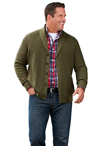 Kingsize Men's Big & Tall Shaker Knit Shawl-Collar Cardigan Sweater - Big - 7Xl, Navy Marl Blue #TOP2