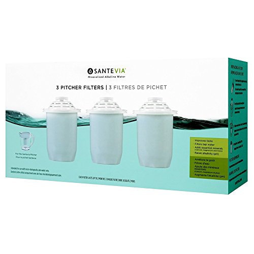 Santevia Water Filter Pitcher Replacement Filters, 3-Pack, Compatible with Santevia Classic Pitchers Only, Alkaline, Adds Back Minerals - Image 3