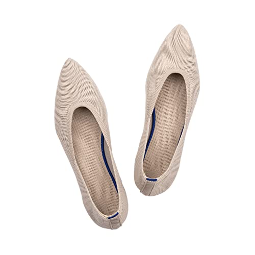 Frank Mully Femmes Bout Pointu Ballet Plat Tricot Chaussures Basses Chaussures Plates Confortables Slip on Flats Chaussures pour Femme Chaussures Classiques,...