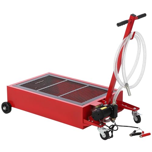 Image of Garvee 20 Gallon Oil Drain Pan Oil Drain Tank with 12V Electric Pump, 76L Low Profile Oil Drain Pan, Oil Change Pan with T Foldable Hand and Wheels, 8FT Hose Oil Drain Cart (Electric Pump - New)