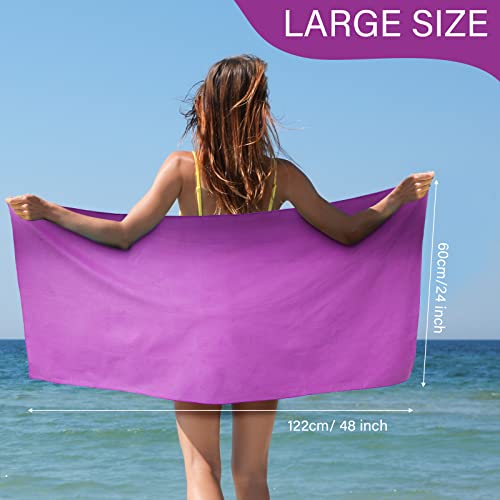 Riakrum 6 Pieces Camping Instant Dry Towel 24 X 48 Inch Microfiber Travel Towel Instant Drying Lightweight, Sports Gym Towels For Showering Hiking Swim Fishing Towel, 6 Colors, Individual Mesh Bag #TOP1