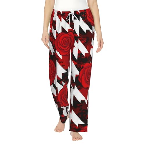Pantalon pyjama polaire femme pied-de-poule chaud et doux