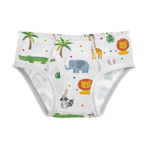 CHIFIGNO Cute Cartoon Animal White Boys Briefs Cotton Boy Underwear Printed Breathable Briefs Underwear