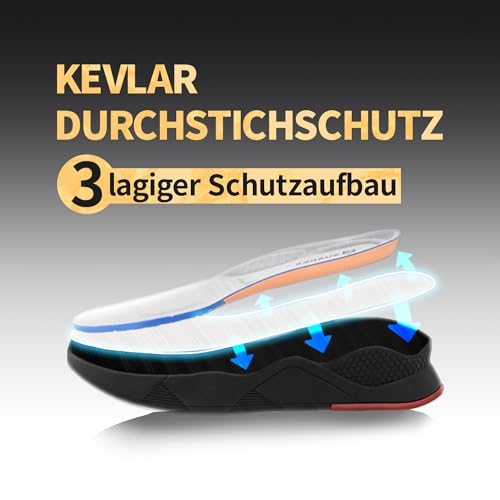Foto von SUADEX Arbeitsschuhe Sicherheitsschuhe Herren Damen Leicht Atmungsaktiv Stahlkappenschuhe Unisex Sneaker mit Stahlkappe (02-Schwarz 43EU)
