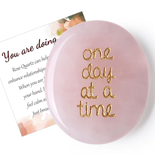 QINJIEJIE Worry Stone Rose Quartz Thumb Stones Healing Crystals Anxiety Relief for Adults Small Gifts Crystals Spiritual Crystal Gifts for Women Mindfulness Pink Mothers Day Gifts for Mum
