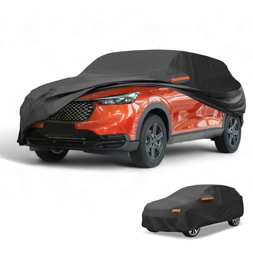 Image of Waterproof All-Weather Universal Car Cover with Right Side Zipper, 210T-PU Black Fits for SUV Up to 181 inch Length