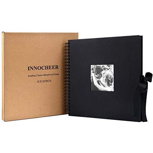 Innocheer 12X12 Inch Scrapbook Photo Album With Photo Opening For Valentines Day Gifts, Wedding Guest Book, Diy Anniversary Travel Memory Scrapbooking, 80 Pages (Black 12 X 12) #TOP6