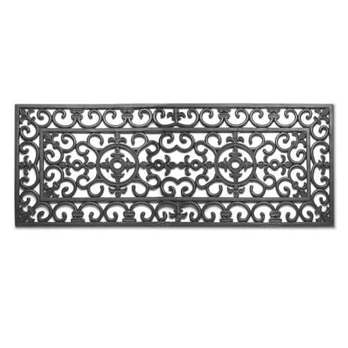 Abbott Collection Fleur De LYS Double Doormat - Rubber, Black (18x46 L)