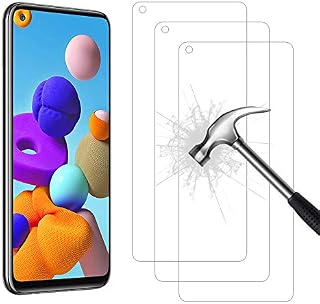 AHABIPERS 3 Pack Tempered Glass for Samsung Galaxy A21S Screen Protector, Easy Bubble-Free Installation, 9H Hardness, 99.99% HD Clarity Tempered Glass Protector for Galaxy A21S