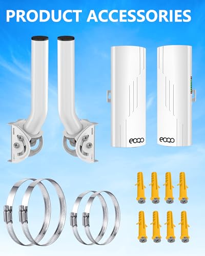 Point to Point Wireless Bridge with Mount for Starlink Internet, 3KM Dual Gigabit RJ45 LAN Port 5.8G Network WiFi Bridges Extender CPE Access Point with 16dBi Antenna for Outdoor, IP65 2-Pack - Thumbnail 2