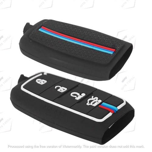 Image of Auto Thrill Premium Metal Key Cover for Kia Seltos, Carens, Sonet - 4 Button Smart Key (Black)