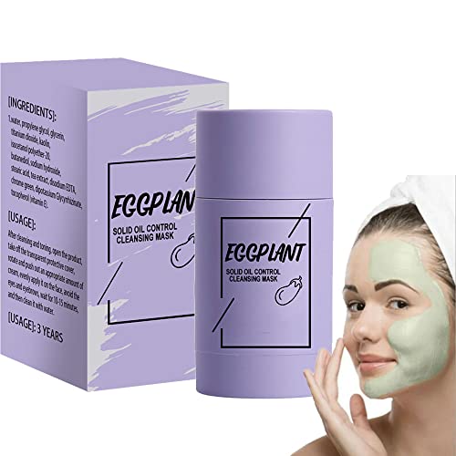 2pcs Green Tea Purifying Clay Stick Mask Anti-acne Poreless Deep Cleanse, Green Tea Eggplant Purifying Clay Stick Mask, Deep Cleansing Oil Control,for All Skin Types (eggplant)