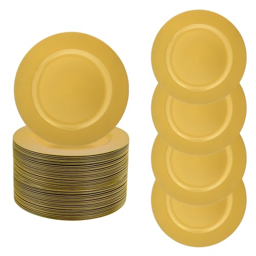 100 Platos Cargadores Redondos Dorados de 13 Pulgadas miniatura 1