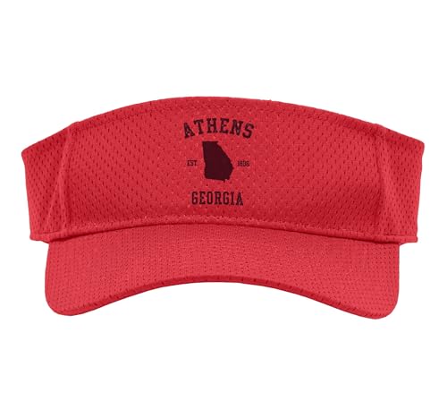 Athens Georgia Est 1806 Vintage Retro Sport Sun Visor, Adult, One Size, Red