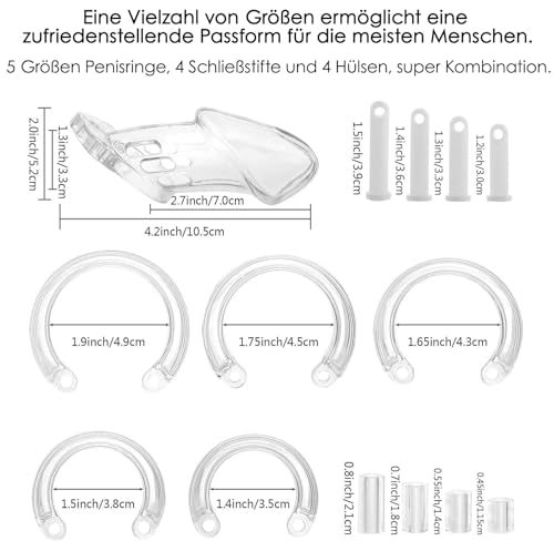 LoversToy Keuschheitsgerät für Männer - Kunststoff Peniskäfig mit Schloss und Penisring, Leichter Keuschheitsgürtel für Erwachsene, BDSM-Fetisch, Sexspielzeug für Männer (Lang, Schwarz)