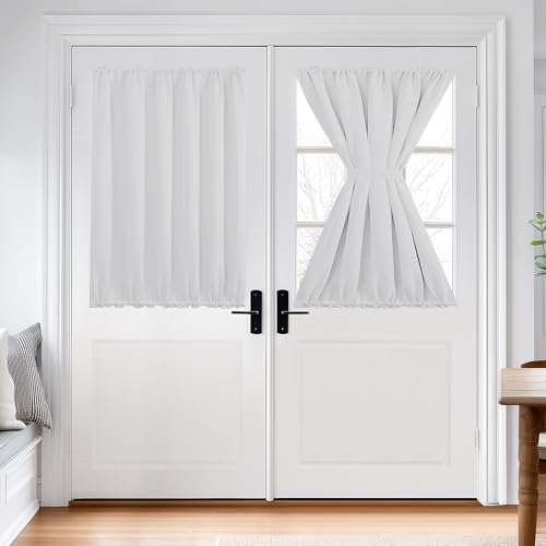 Deconovo Blackout French Door Curtains for Door Window, Dual Rod Pocket