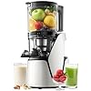 EanOruus Juicer Machines, 3-in-1 Cold Press Juicer with 6.5″ Extra Large Chute, 100oz Large Capacity, AC Motor, Makes Juice, Nut Milk & Sorbet, Bright White