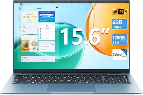 Laptop Computer 15.6 Inch, Laptops with 4GB RAM 128GB SSD Celeron...