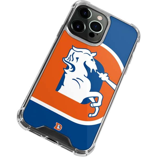 Skinit Clear Phone Case Compatible with iPhone 13 Pro Max - Officially Licensed NFL Denver Broncos Retro Logo Design