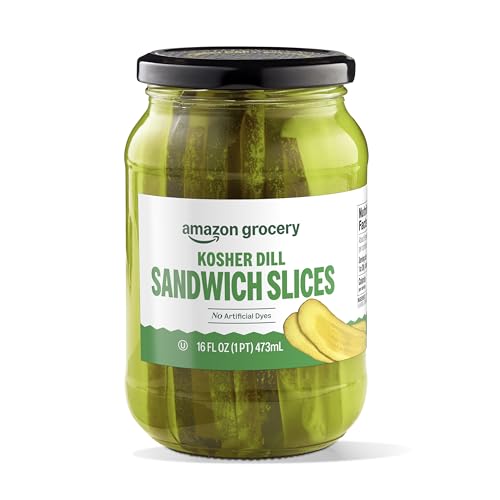 Amazon Fresh, Kosher Dill Pickle Sandwich Slices, 16 Fl Oz