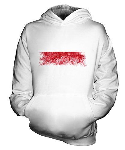 Sweat-shirt à capuche enfant motif Pologne drapeau délavé style rétro unisexe