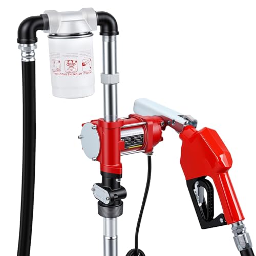 110V AC 15 GPM Fuel Transfer Pump kit with Automatic Nozzle and 4M Hose Kit 250W Fuel Transfer Pump For Gasoline Diesel Kerosene Ethanol & Methanol Blends and Biodiesel
