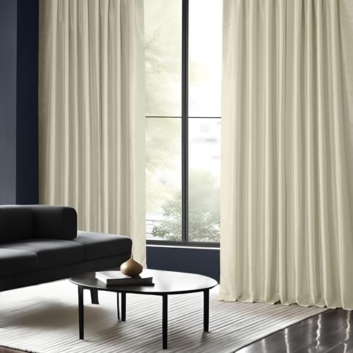 Image of HPD Half Price Drapes Room Darkening Curtains for Bedroom Vintage Textured Faux Dupioni Silk Curtains for Living Room (1 Panel), 50 X 96, Off White