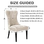 Set of 4 Beige Velvet Wingback Chair Cover Slipcover Strength Removable Washable Reusable Armless Protector Cover for Dining Room Banquet Home Decor (Beige, Set of 4) - Image 3