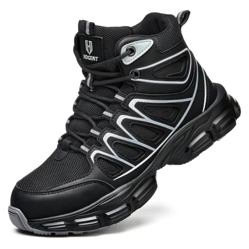 Image of Hogent Steel Toe Shoes for Men Women - Non Slip & Lightweight Work Shoes | Shock Absorption Cushion Sole, Breathable Safety Shoes, Ideal for Construction, Warehouse, Kitchen Work, Food Service