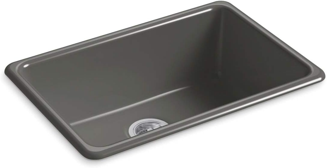KOHLER Iron/Tones® 27" Cast Iron Top-Mount/Drop In Kitchen Sink, Top-/Undermount Single Bowl Kitchen Sinks, K-5708-58, Thunder Grey