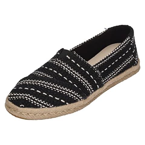 TOMS Women's Alpargata Rope Slip-Ons in Black-Multi Cover