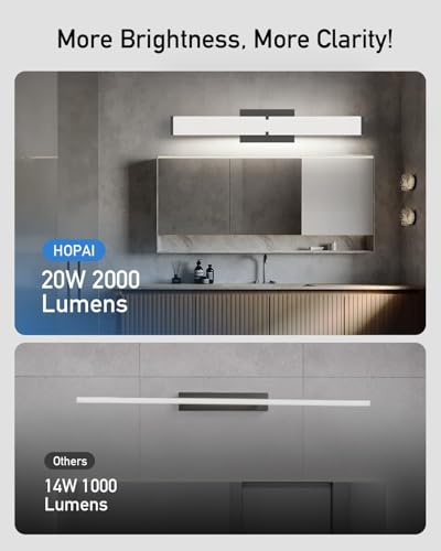 Image of Modern Bathroom Light Fixtures Over Mirror 16 Inch(15.75 inch), 20W 2000 Lumen Dimmable Bathroom Vanity Light, 5CCT LED Vanity Light Bar, Black Vanity Lighting Fixtures with ETL Certified