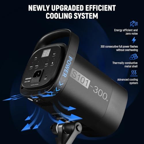 NEEWER 600Ws Studio Monolight Flash Light Kit: 2 Pack S101-300W 5600K Strobe Lights with 150W Modeling Lamps/Bowens Mount/Softboxes/Stands, Reflector/RT-16 Trigger/Bag for Photography Portrait Product