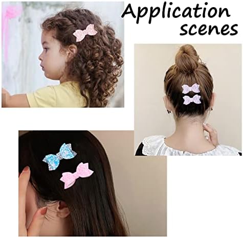 NBEADS 20 Sets Faux Leather Hair Bows Making Kit, Bows Hair Clip Making Kit with Pre Cut Bowknot Fabric and Alligator Clips for Make Fashionable Shiny Hair Clips