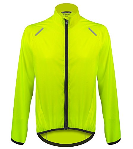 | Men's USA Windbreaker Jacket | Packable Safety Yellow Windproof Cycling Coat | Made in USA