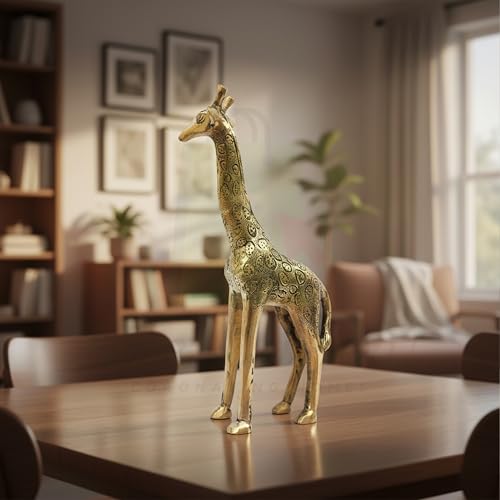 Image of Brass Giraffe Statue | Vastu Shastra & Feng Shui Remedies | Home Decor | Showpiece | Decorative | Giraffe Showpieces for Home Decor