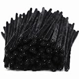 Black Craft Pipe Cleaners (80 Pack) Chenille Stems for Hair lcos DIY Art Craft Decorations Creative (0.24 x 12 Inch)