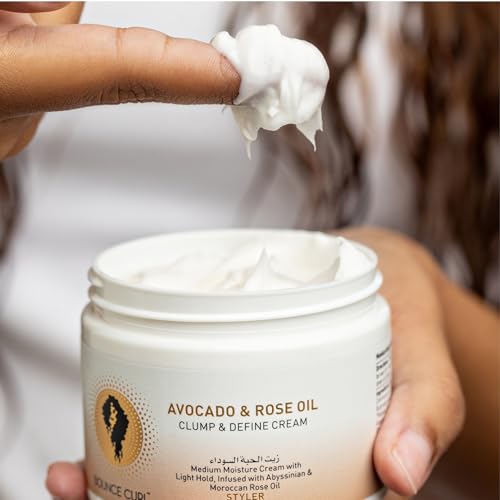 Bounce Curl Avocado & Rose Oil Clump and Define Cream, Enhance and Define Wavy, Curly, and Coily Hair, 6 oz