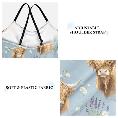 senya Girls Swimsuits One-Piece Swimwear Tie Bathing Suit Beach Summer Round Neck 5-6T Highland Cattle Lavender Pattern3