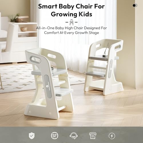Image of StarAndDaisy High Chair for Baby /Kids Study Chair with Adjustable Height, Safety Belt & Light Weight - Grey