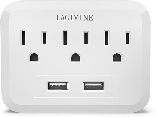Protector de sobretensiones para cargador de pared USB, extensor de 3 salidas con 2 puertos USB, adaptador de salida de enchufe múltiple para