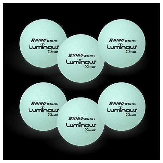 Champion Sports Premium Rhino Skin Dodgeballs with Mesh Storage Bag, Set of 6 - Glow in the Dark Playground Balls for Outdoor Games and Gym Class - Low Bounce Dodgeballs