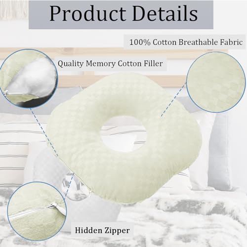 Image of Ear Piercing Pillow for Side Sleepers, Pillow with an Ear Hole for CNH and Ear Pain Ear Inflammation Pressure Sores, O-Shaped Side Sleeping Pillow, Ear Guard Pillow (Cream)