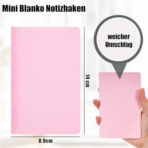 Koogel 24 Stück Klein Notizblock Blanko, A6 Notizbuch Journal Tagebuch Notizblöcke Schulhefte 14cm x 9cm Notizbücher mit Kraftpapier-Einband 12 Farben