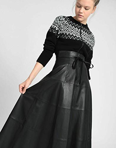 brandMe Women's Leather Skirt Genuine Lambskin Pure Leather Full Length Skirt BS0234