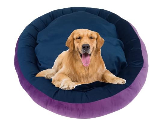 YUCKY Reversible Super Dual Ultra Luxury Washable Soft Velvet Round Dog Bed | CAT Bed | Puppies Puppy Bed | Rabbit Bed Small Blue and Purple Smooth (B0CN5T2S1B) Amazon Price History, Amazon Price Tracker